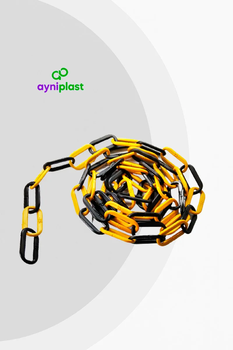 Cadena de plástico nacional amarilla negra seguridad vial – AyniPlast (rollo 25 m)