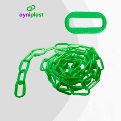 Cadena de plástico nacional verde para seguridad vial – AyniPlast (rollo 25 m)